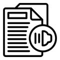 Audio text icon outline vector. Ai document transcription