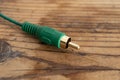 audio-video  analog cable on an old wood table background Royalty Free Stock Photo