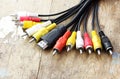 Audio video cable with HDMI cable Royalty Free Stock Photo