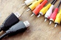 Audio video cable with HDMI cable Royalty Free Stock Photo