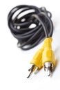 Audio and video cables on white background Royalty Free Stock Photo
