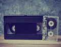 Audio and video cassette close-up Royalty Free Stock Photo