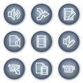 Audio video edit web icons, mineral circle buttons Royalty Free Stock Photo