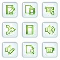 Audio video edit web icons, white square buttons