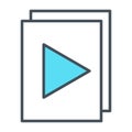 Audio or video files with plat button thin line icon. Vector