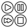 Audio or video player control buttons line icon. Navigation interface symbol, outline style pictogram on white Royalty Free Stock Photo