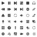 Audio and video UI vector icons set Royalty Free Stock Photo