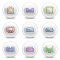 Audio video web colour icons, white circle buttons Royalty Free Stock Photo