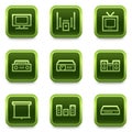 Audio video web icons, green square buttons series Royalty Free Stock Photo