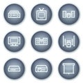 Audio video web icons, mineral circle buttons Royalty Free Stock Photo