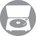 Audio vinyl turntable player in a grey circle