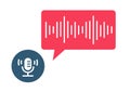 Audio voice chat message recording mic icon vector graphic illustration, live podcast radio microphone speech bubble voicemail,