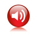 Audio / volume icon button red Royalty Free Stock Photo