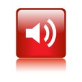 Audio / volume icon button red Royalty Free Stock Photo