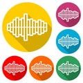 Audio wave icon or logo, Modern Sound Wave, color set with long shadow