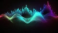 Audio wave multicolored neon glowing audible acoustic waves of music song, colorful sound range