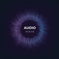 Audio wave. Music sound abstract circle, equalizer visua 3d beat. Tech sound vector background