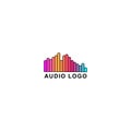 Audio Wave Spectrum Visual Logo, Rounded Spectrum Bar Design Vector,Audio Logo Template