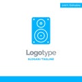 Audio, Wifi, Loudspeaker, Monitor, Professional Blue Solid Logo Template. Place for Tagline