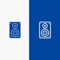 Audio, Wifi, Loudspeaker, Monitor, Professional Line and Glyph Solid icon Blue banner Line and Glyph Solid icon Blue banner Royalty Free Stock Photo