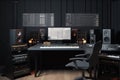 Audio workplace recording studio computer music studio.3d, AI generated Royalty Free Stock Photo