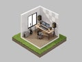Audio workplace,recording studio,computer music studio.Isometric. Royalty Free Stock Photo