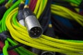 Audio XLR cable network with a variety of colors Royalty Free Stock Photo