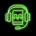 audiobook for children neon glow icon illustration