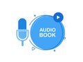 Audiobook flat icon, with recorde microphone. Modern flat style vector illustration