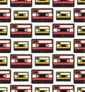 Audiocassette seamless pattern Royalty Free Stock Photo