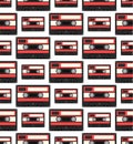 Audiocassette seamless pattern Royalty Free Stock Photo