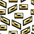 Audiocassette seamless pattern. Vector Illustration Royalty Free Stock Photo