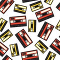 Audiocassette seamless pattern. Vector Illustration Royalty Free Stock Photo