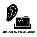 audiogram examination icon, black vector sign with editable strokes, concept illustration