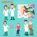 Audiologist , audiology , anatomy of ear vector infographic Royalty Free Stock Photo