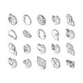 audiologist doctor ear deaf isometric icons set vector