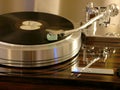 Audiophile HiFi turntable player. Wooden plinth.