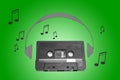 Audiotape and headphone draw Royalty Free Stock Photo