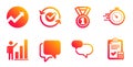 Audit, Chat message and Approved icons set. Timer, Graph chart and Best rank signs. Vector