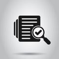 Audit document icon in flat style. Result report vector illustration on isolated background. Verification control business concept Royalty Free Stock Photo