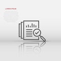 Audit document icon in flat style. Result report vector illustration on white isolated background. Verification control business Royalty Free Stock Photo
