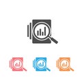 Audit document icon set in flat style. Result report vector illustration on white isolated background. Verification