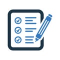 Audit, exam, survey report icon, contract sign