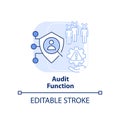 Audit function light blue concept icon