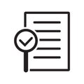 Audit icon. Simple element from audit collection. Document icon with magnifying glass and check mark. Filled Audit icon. Royalty Free Stock Photo