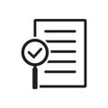 Audit icon. Simple element from audit collection. Document icon with magnifying glass and check mark. Filled Audit icon. Royalty Free Stock Photo