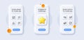 Audit, Quick tips and Gift dream line icons pack. For web app. 3d phone mockups. Vector