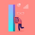 Audit or Science Statistics Concept. Administrator, Business Man, Financial Inspector or Secretary Making Report