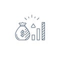 Audit services, financial consulting, money investment strategy idea, line icon Royalty Free Stock Photo