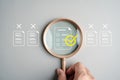 Audit system for document verification and compliance, showing checklist review, quality assurance Royalty Free Stock Photo